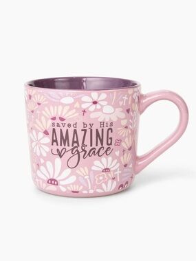 Pink "Amazing Grace" Floral Ceramic Mug